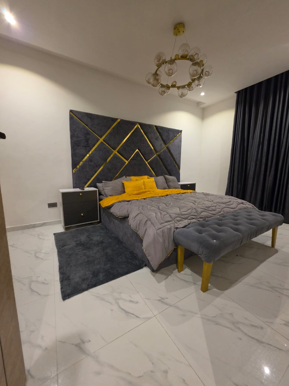Modern furnished bedroom in shortlet apartment Lekki Phase 1 Lagos
